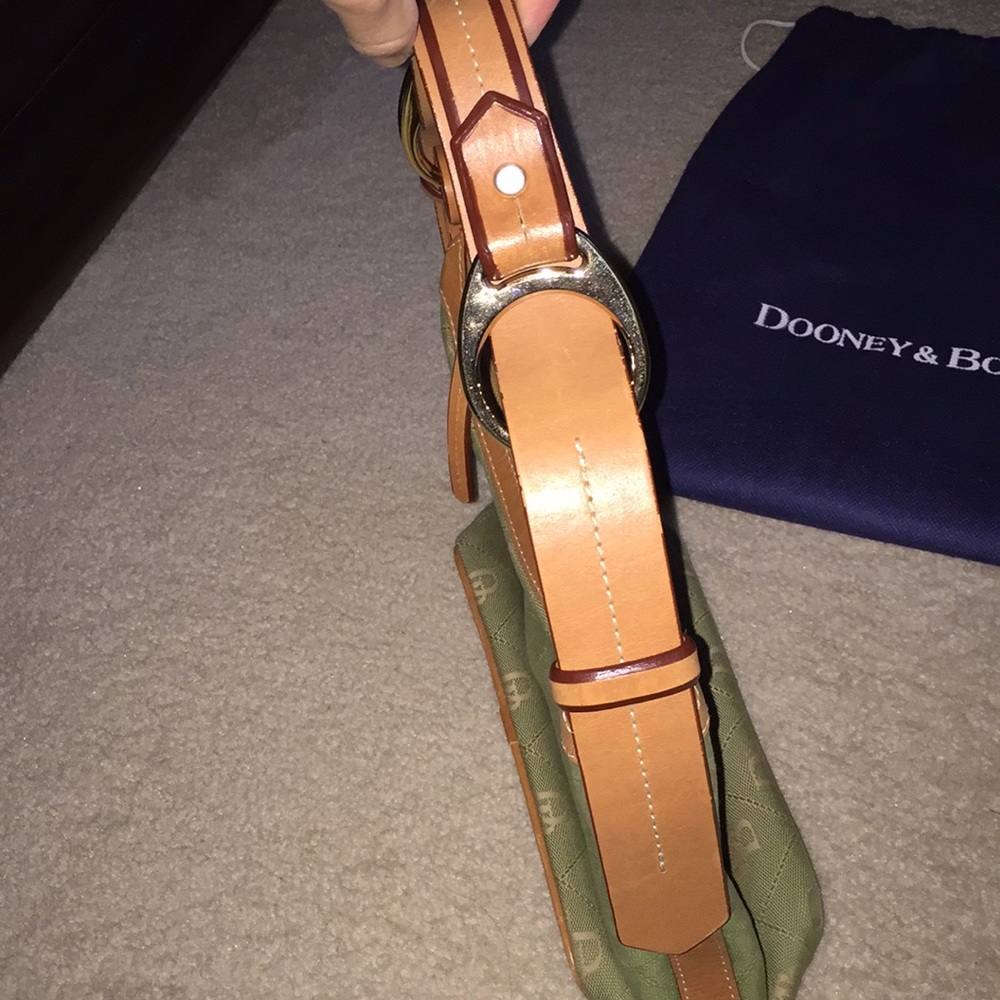 Green canvas/tan leather Dooney & Bourke hobo - Picture 3 of 6